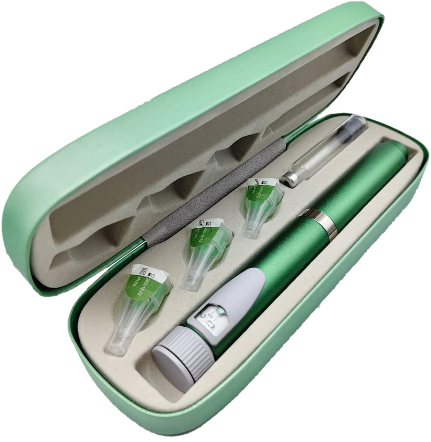 PLA pen injector in its travel case