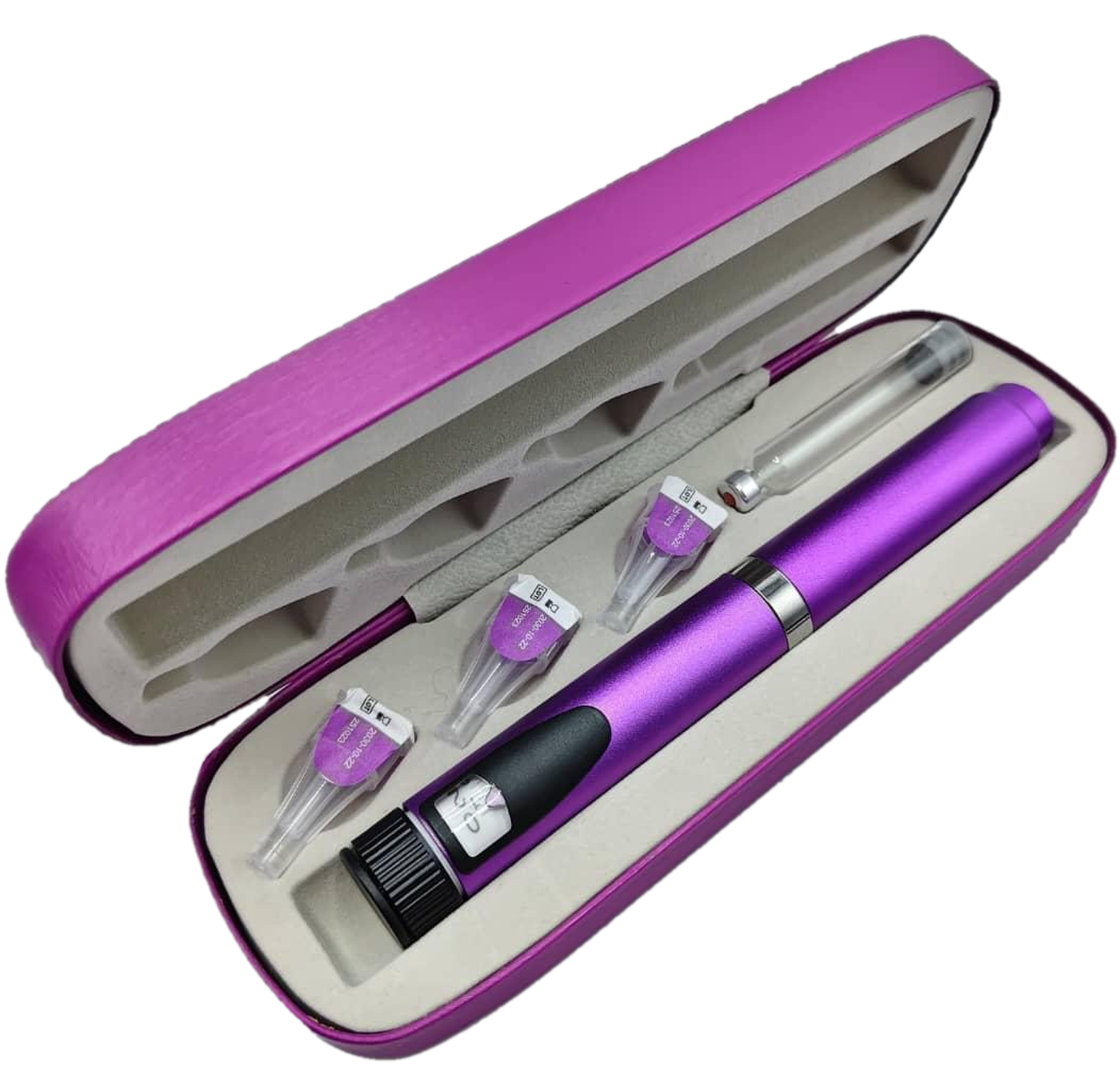PLA pen injector in its travel case